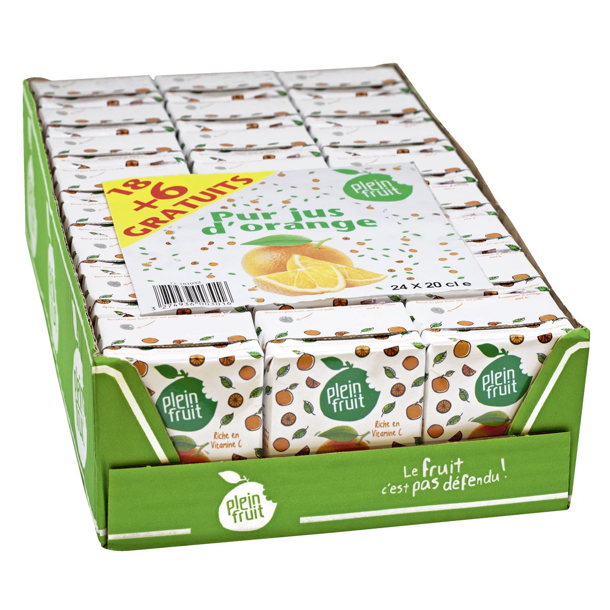 PLEIN FRUIT Pur jus d'orange en briquette 24x20cl