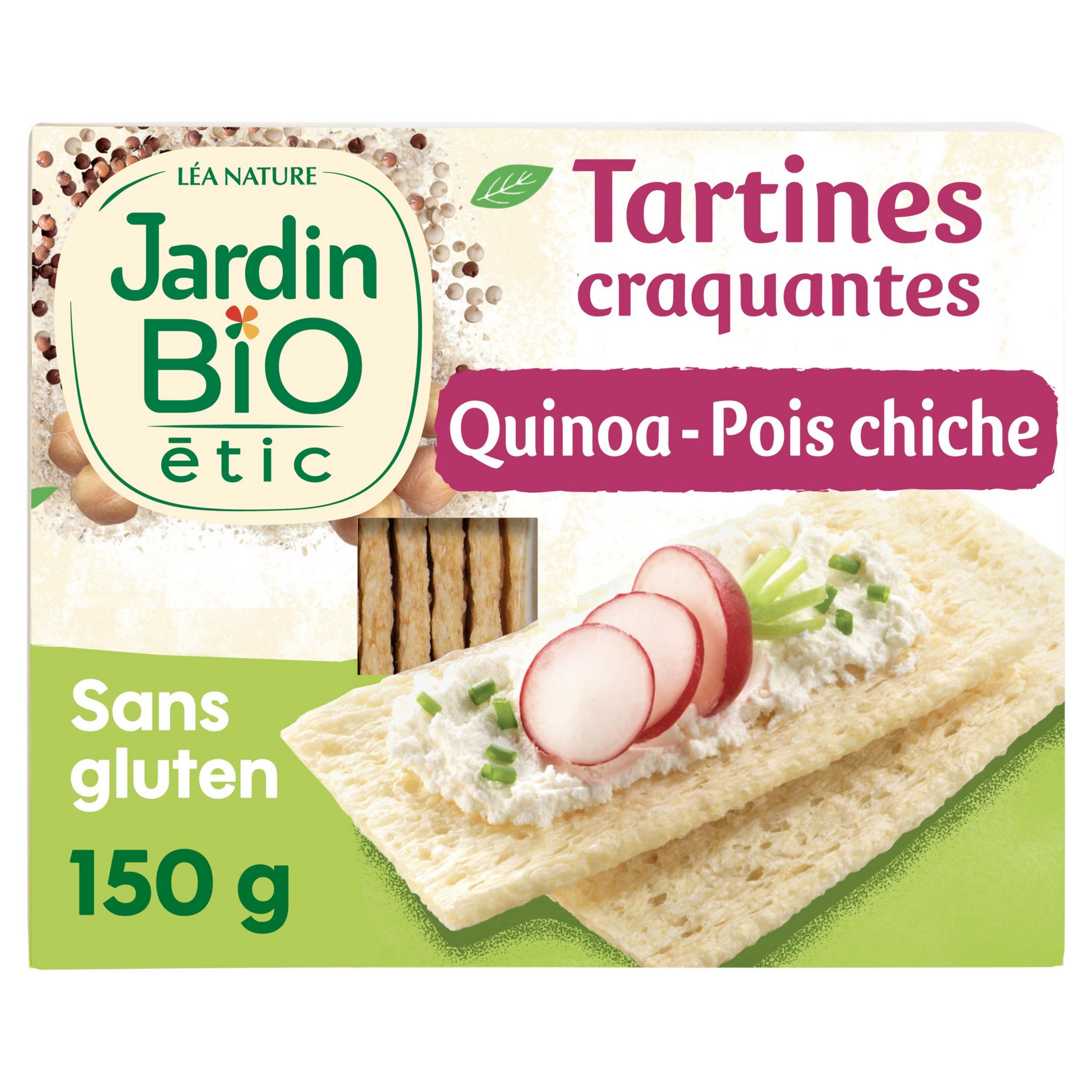 Voir la diapositive 2 : JARDIN BIO Tartines craquantes au quinoa et pois chiche sans gluten 150g