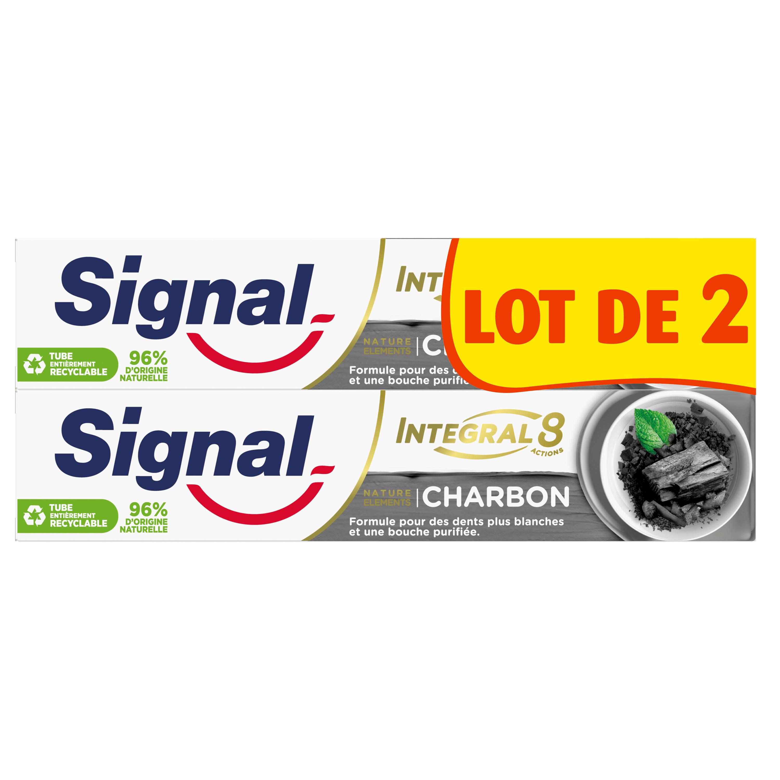 Voir la diapositive 2 : SIGNAL Dentifrice intégral 8 nature élément au charbon blancheur et détox 2x75ml
