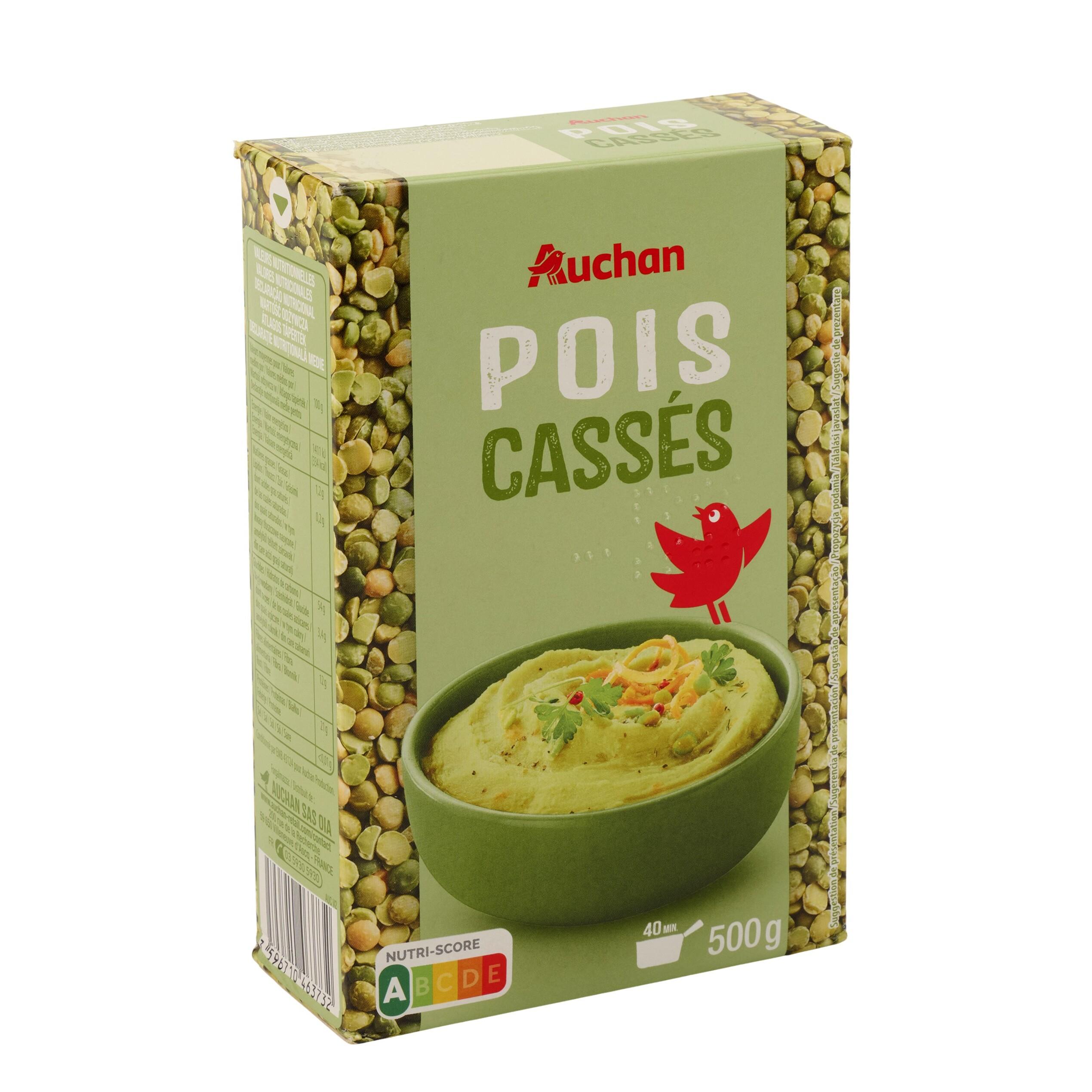 Voir la diapositive 2 : AUCHAN Pois cassés 8 portions 500g