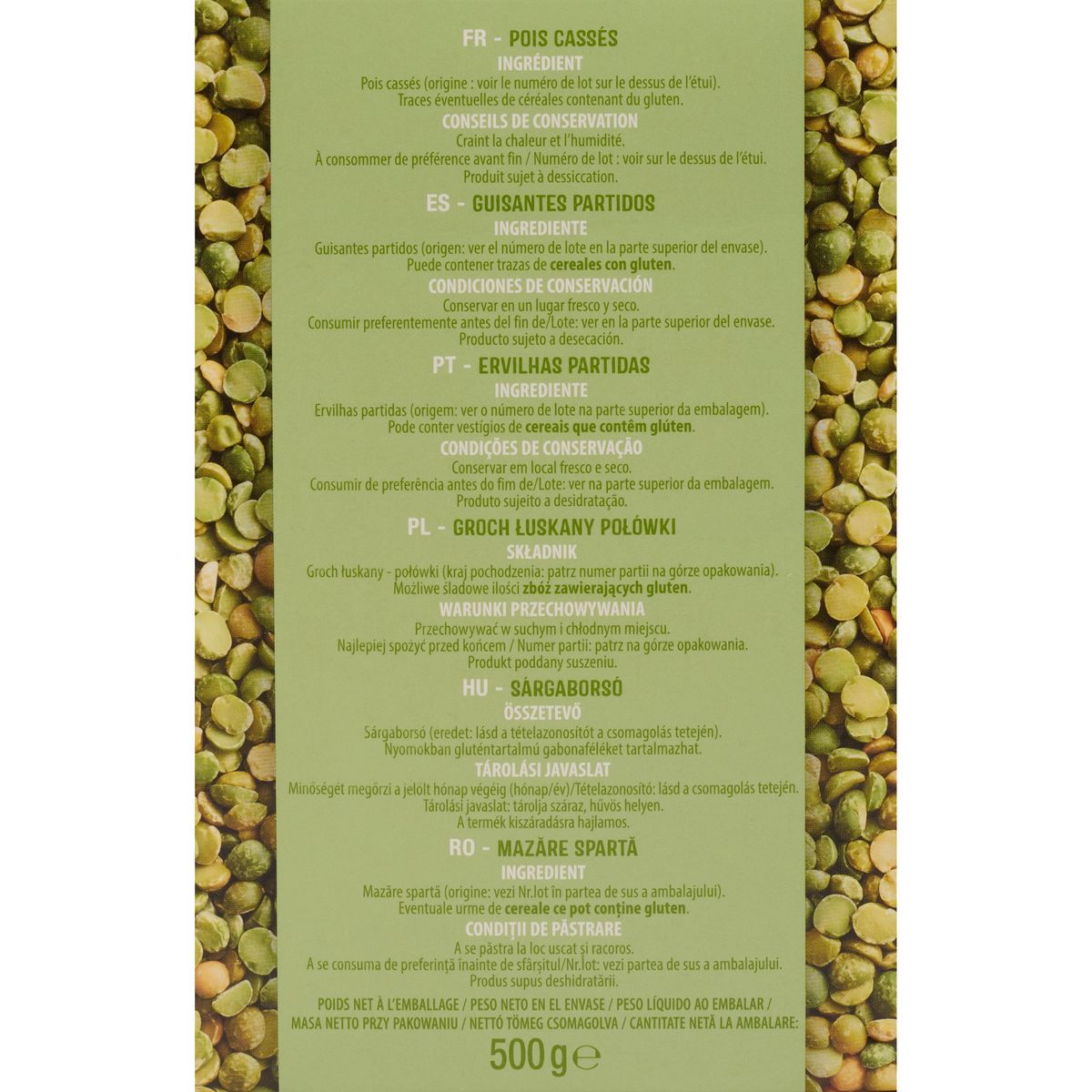 AUCHAN Pois cassés 8 portions 500g