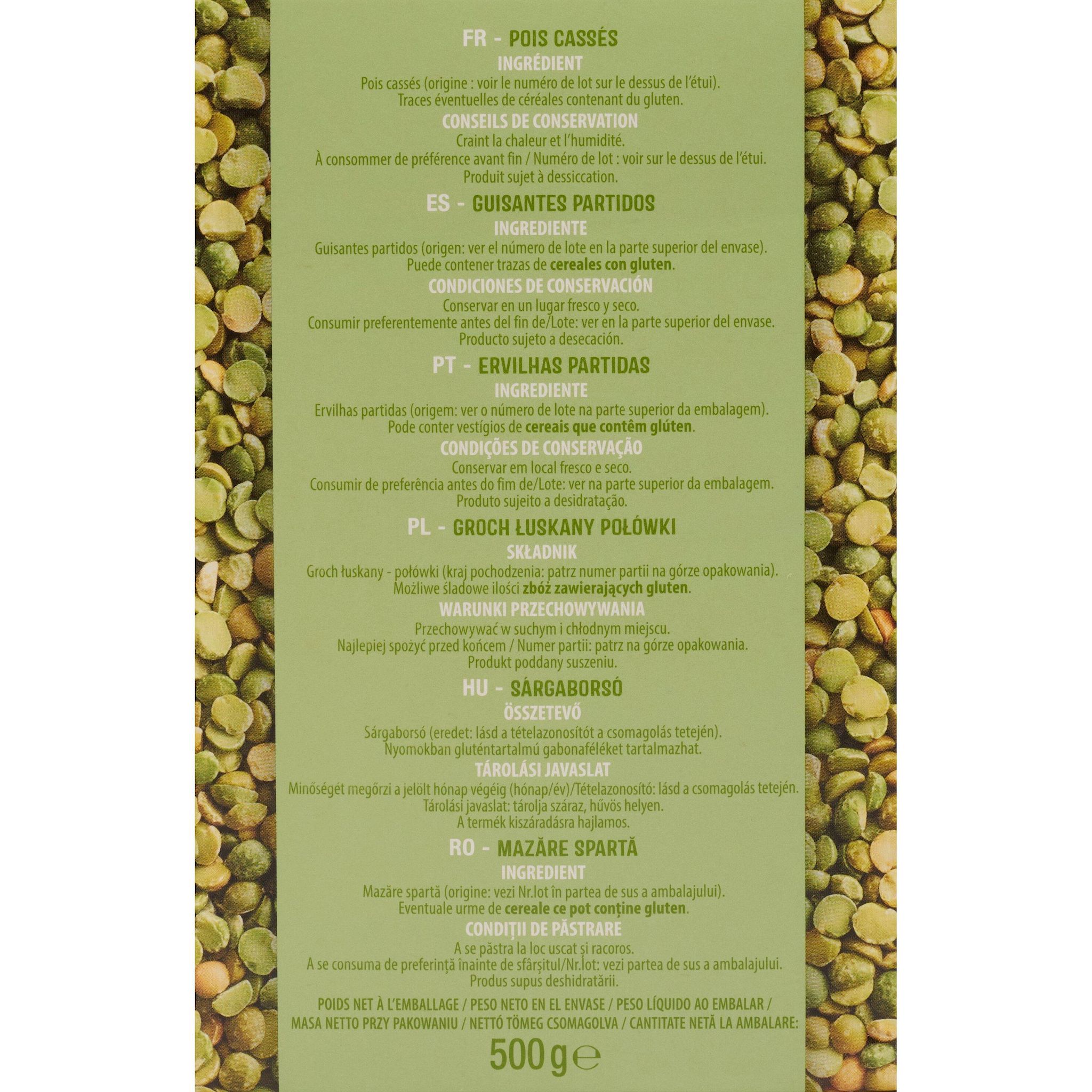 Voir la diapositive 2 : AUCHAN Pois cassés 8 portions 500g