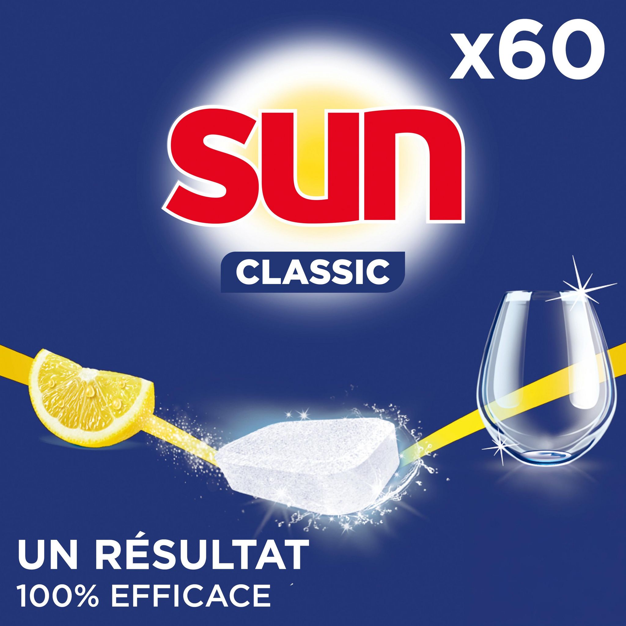Voir la diapositive 2 : SUN Tablettes lave-vaisselle classic citron 60 pastilles