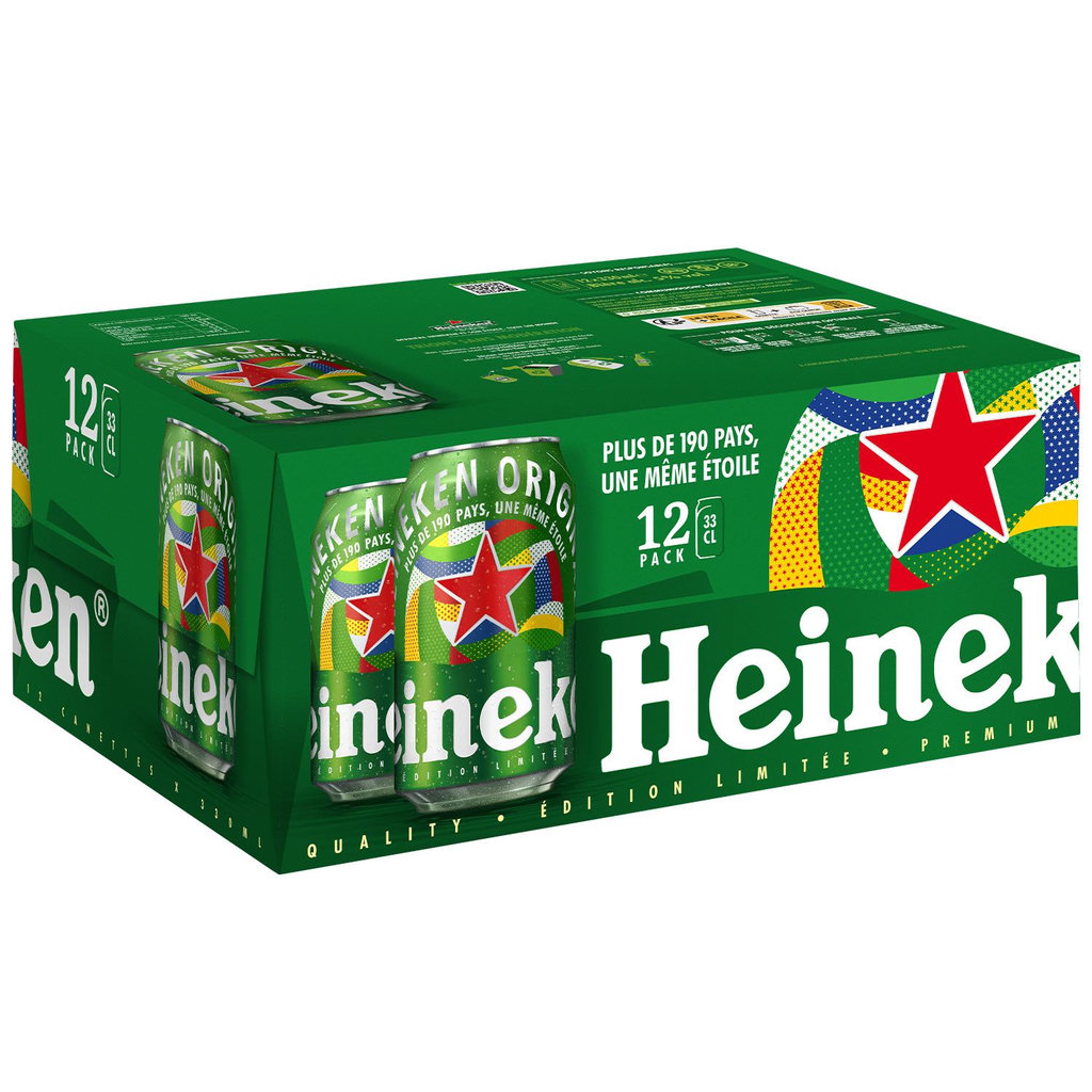 HEINEKEN Bière blonde premium 5% boîtes 12x33cl