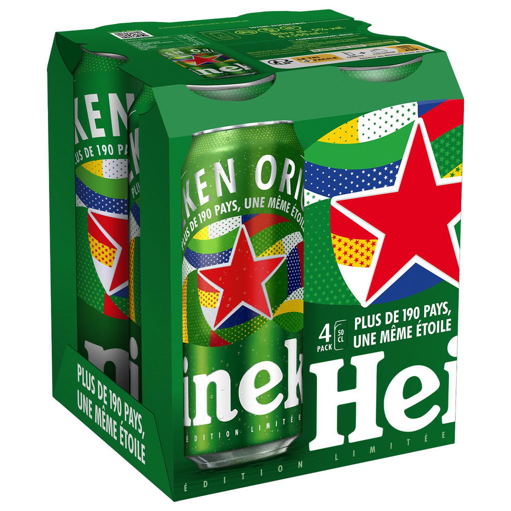 HEINEKEN Bière blonde 5% boîtes 4x50cl