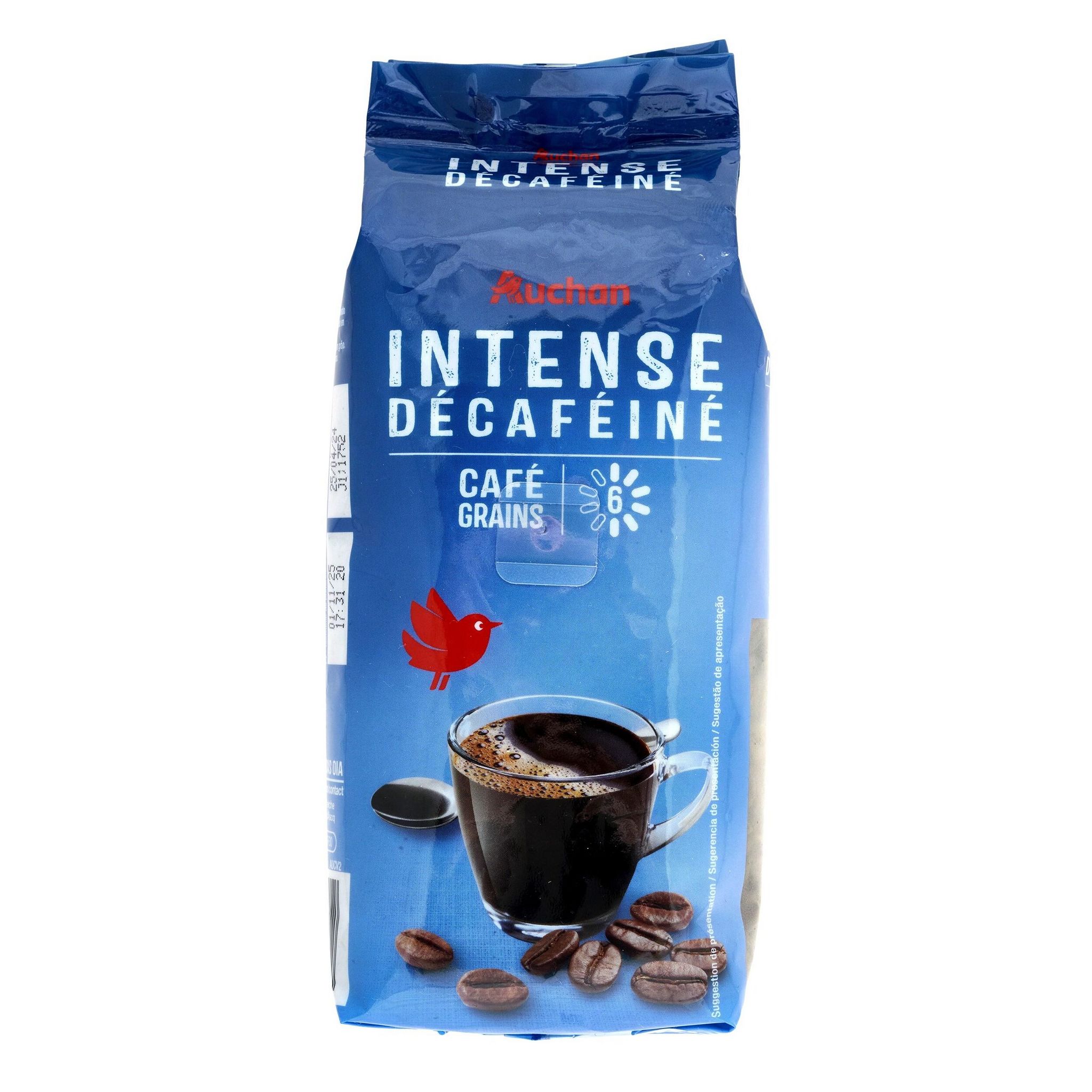 Voir la diapositive 3 : AUCHAN Café en grain Aroma décaféiné 250g
