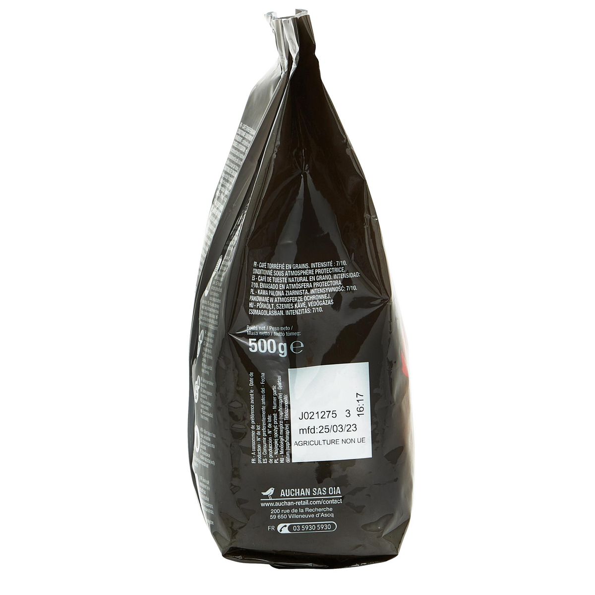 AUCHAN Café en grains 100% Arabica 500g