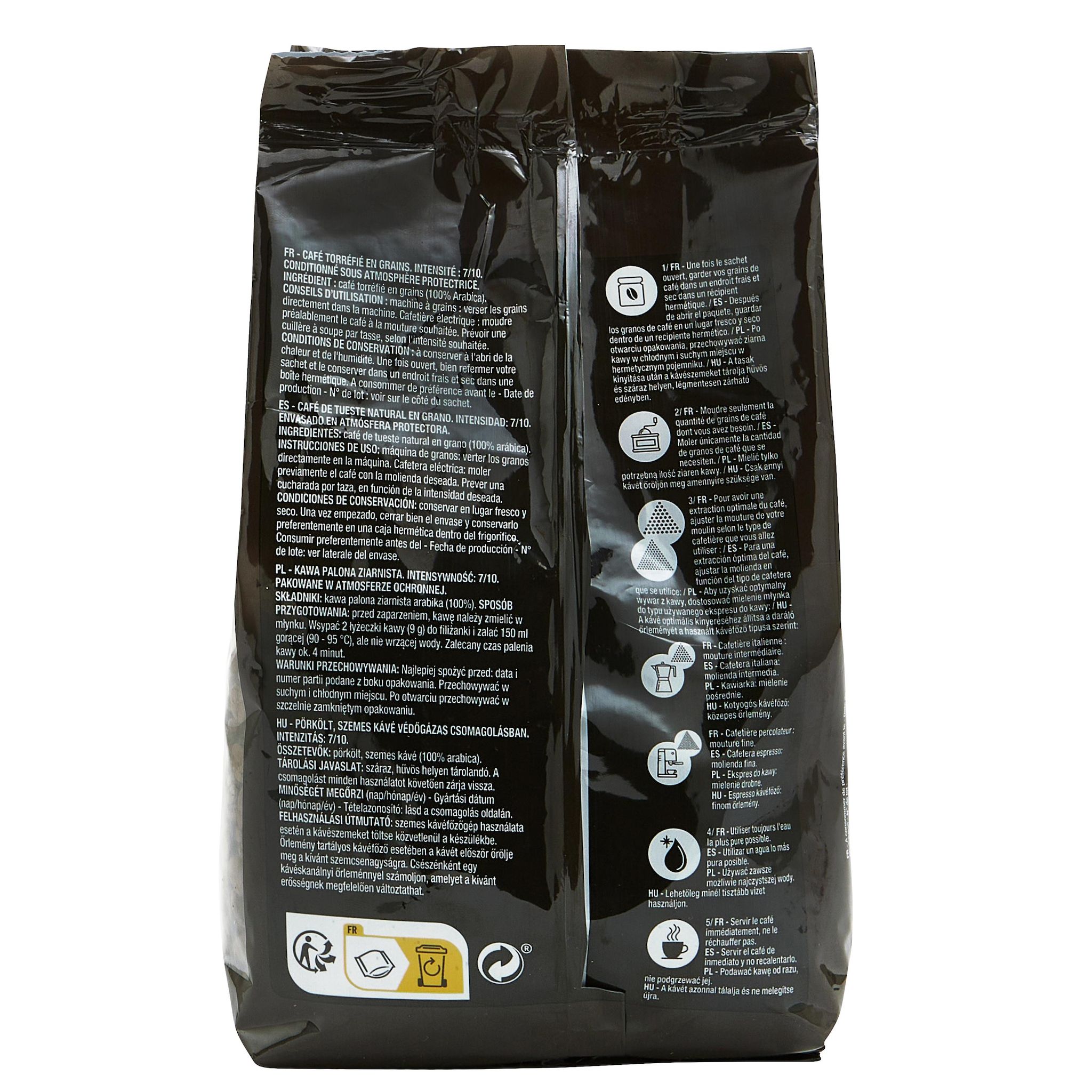 Voir la diapositive 4 : AUCHAN Café en grains 100% Arabica 500g