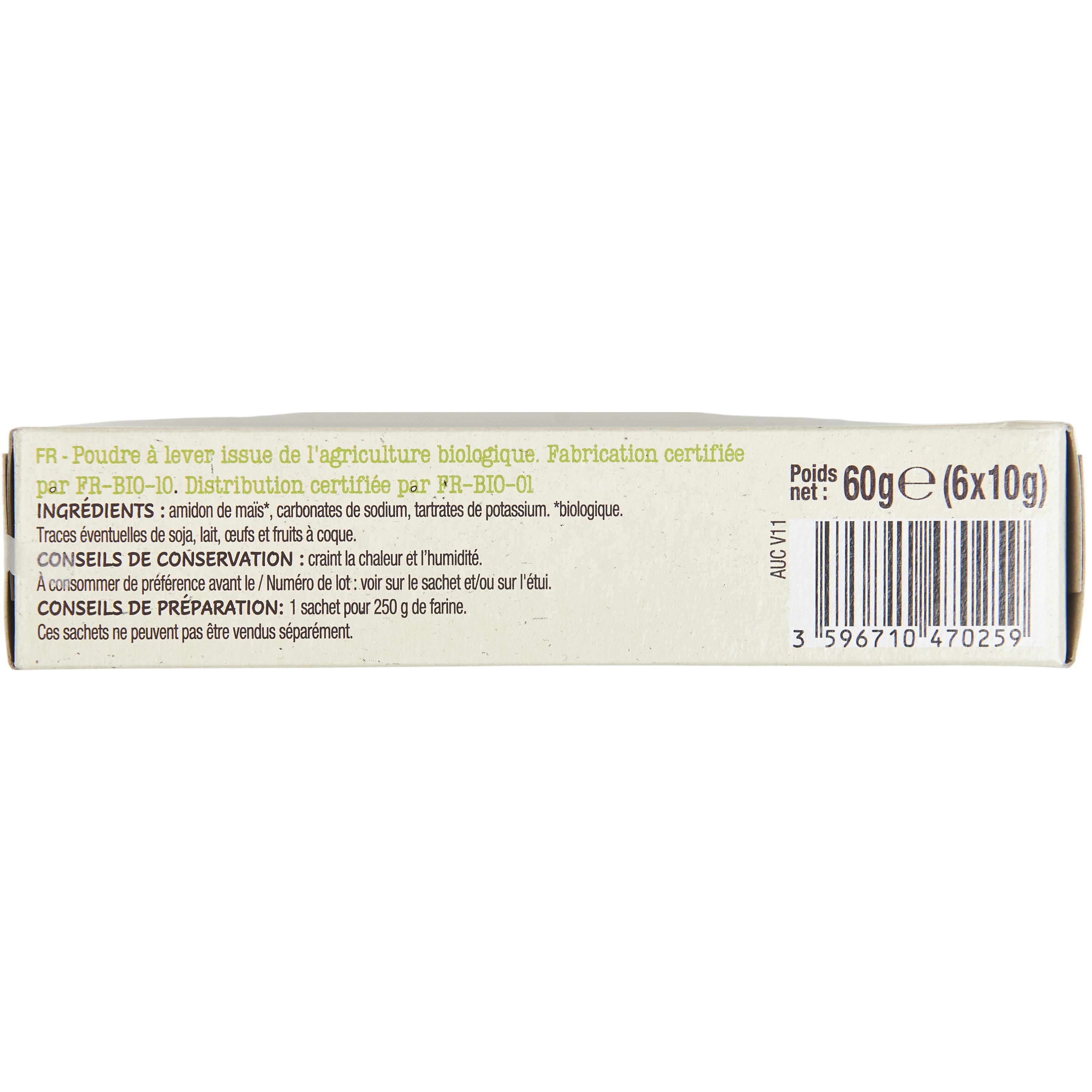 Voir la diapositive 4 : AUCHAN BIO Poudre à lever 6 sachets 6x10g