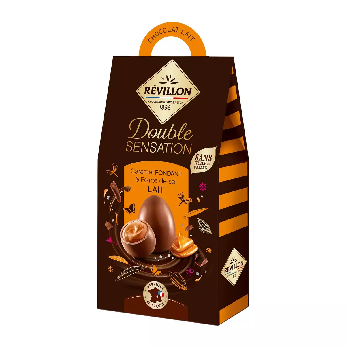 REVILLON CHOCOLATIER Œuf double sensation au chocolat au lait caramel fondant et pointe de sel 155g