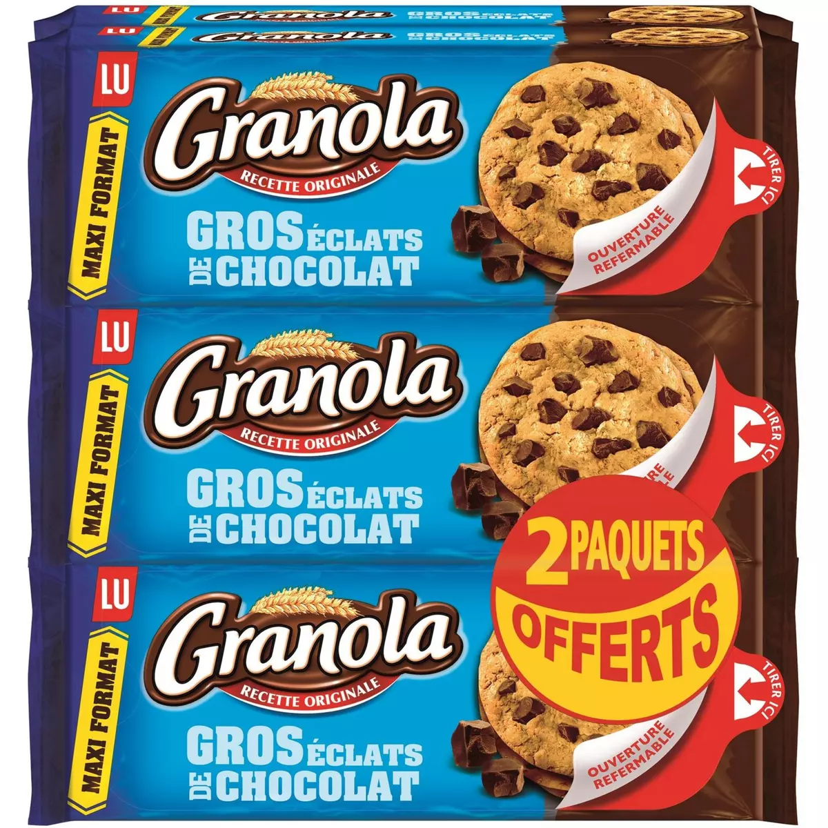 GRANOLA Cookies gros éclats de chocolats 6x276g