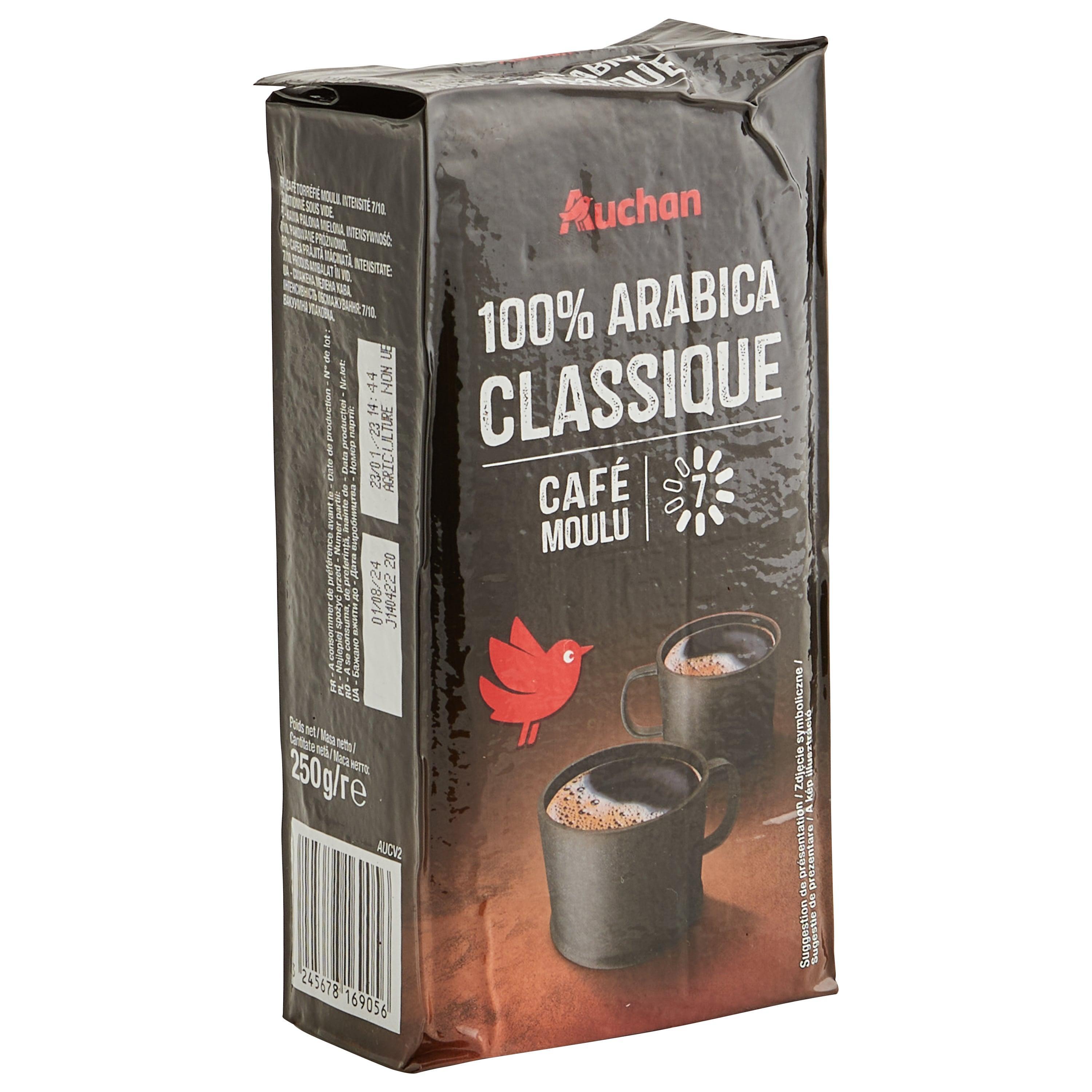 Voir la diapositive 3 : AUCHAN Café moulu 100% arabica classique intensité 7 250g