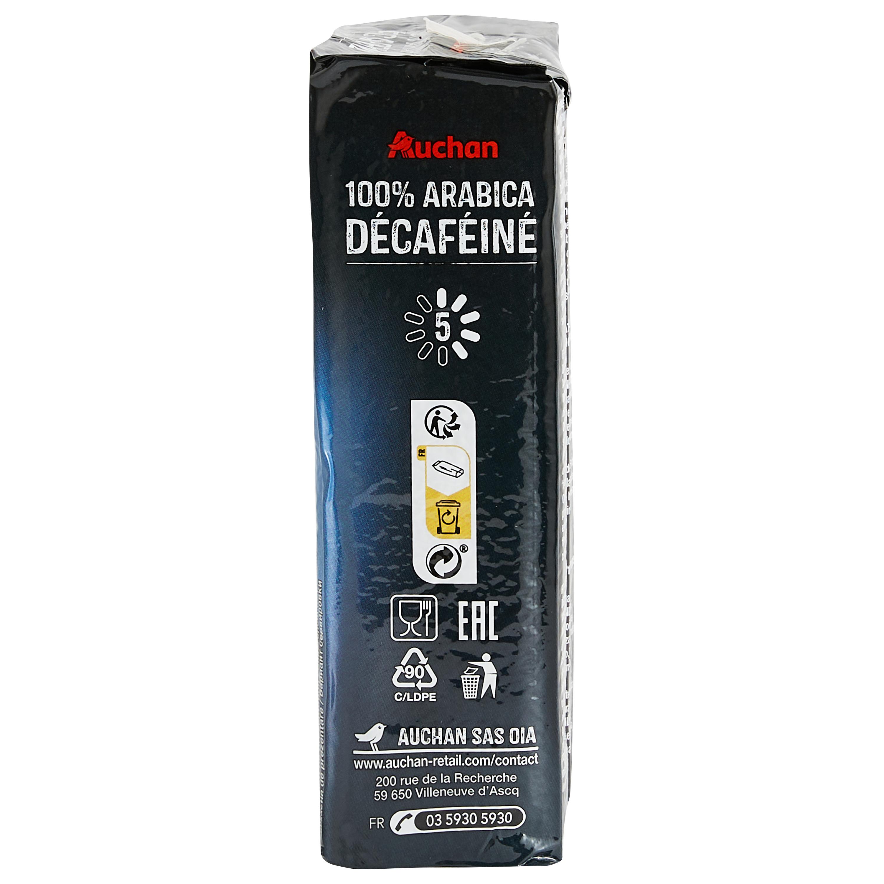 Voir la diapositive 4 : AUCHAN Café moulu décaféiné 100% Arabica intensité 5 250g