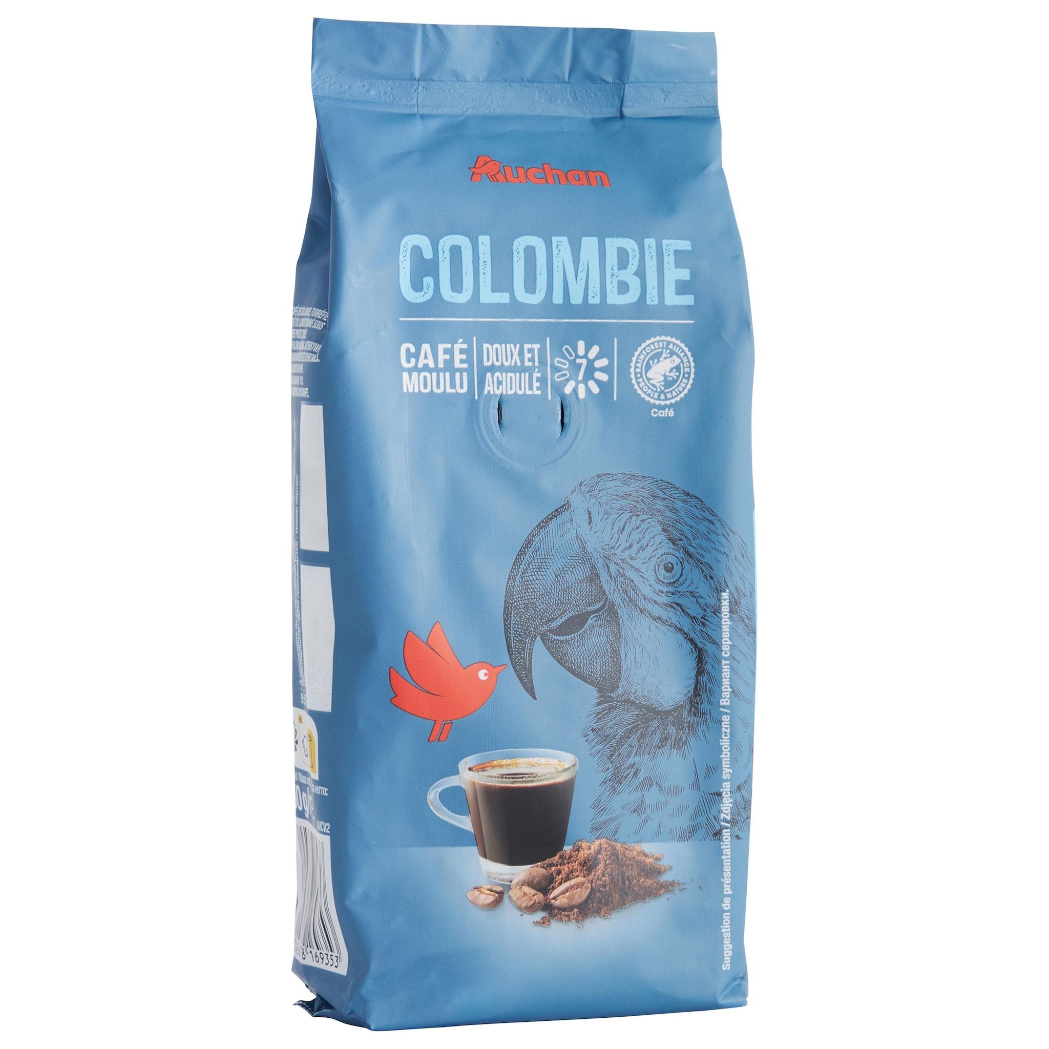 Voir la diapositive 2 : AUCHAN Café moulu sensation Colombie doux et acidulé intensité 7 250g