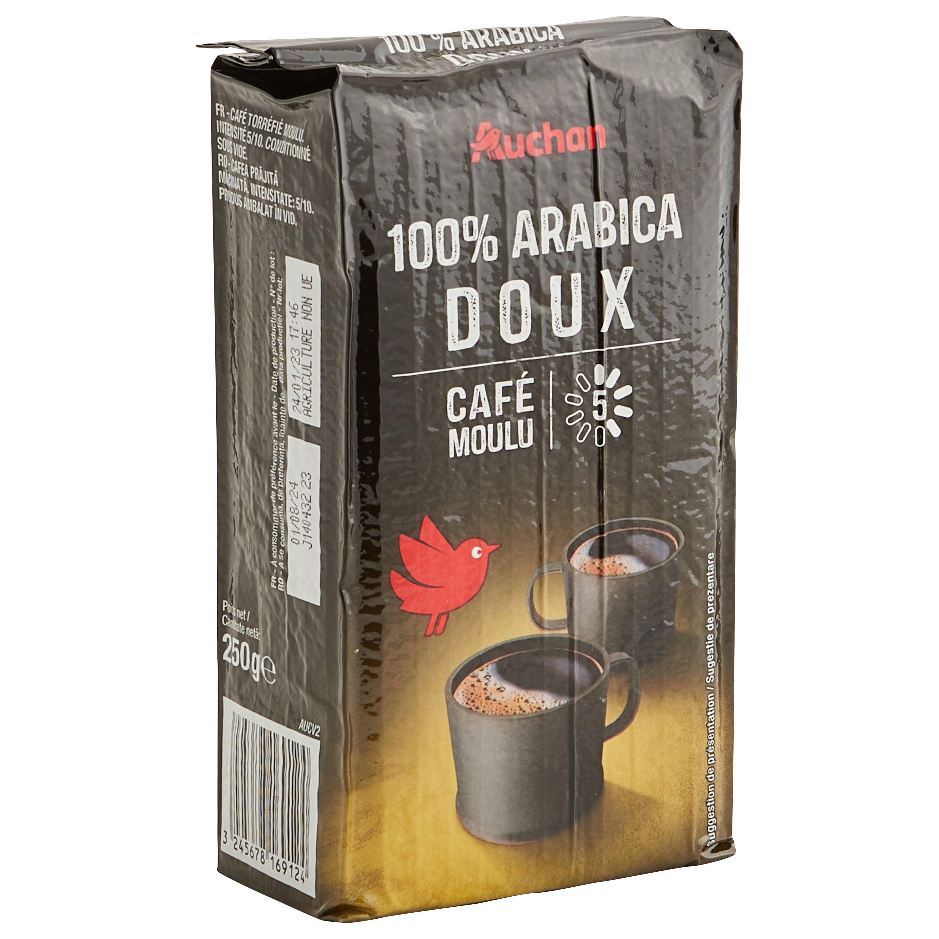 Voir la diapositive 3 : AUCHAN Café moulu 100% arabica doux intensité 5 250g