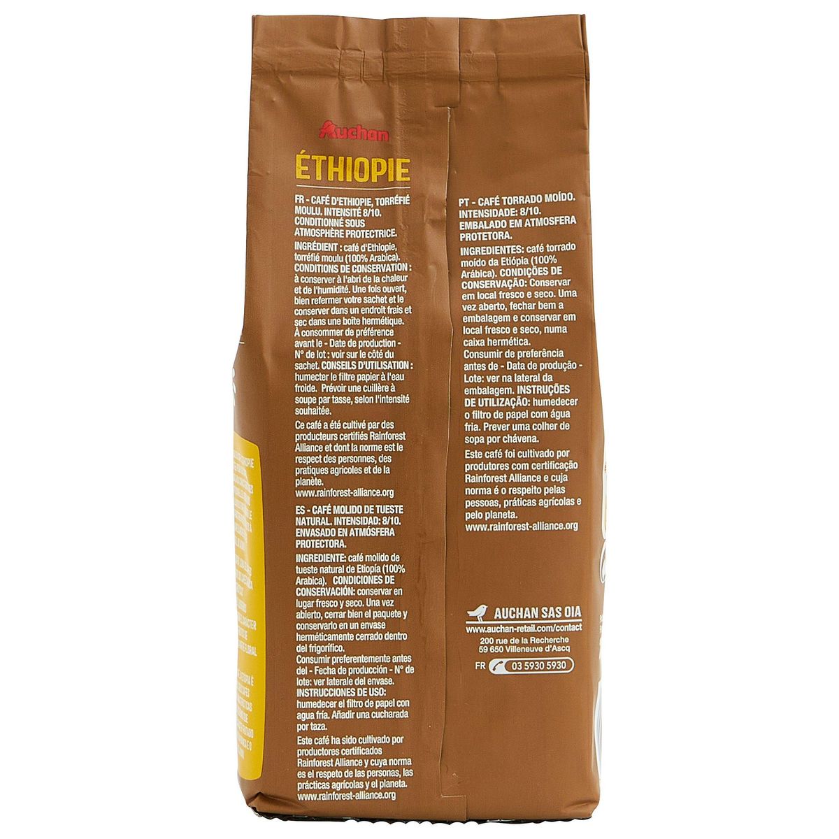 AUCHAN Café moulu sensation Ethiopie intensité 8 250g