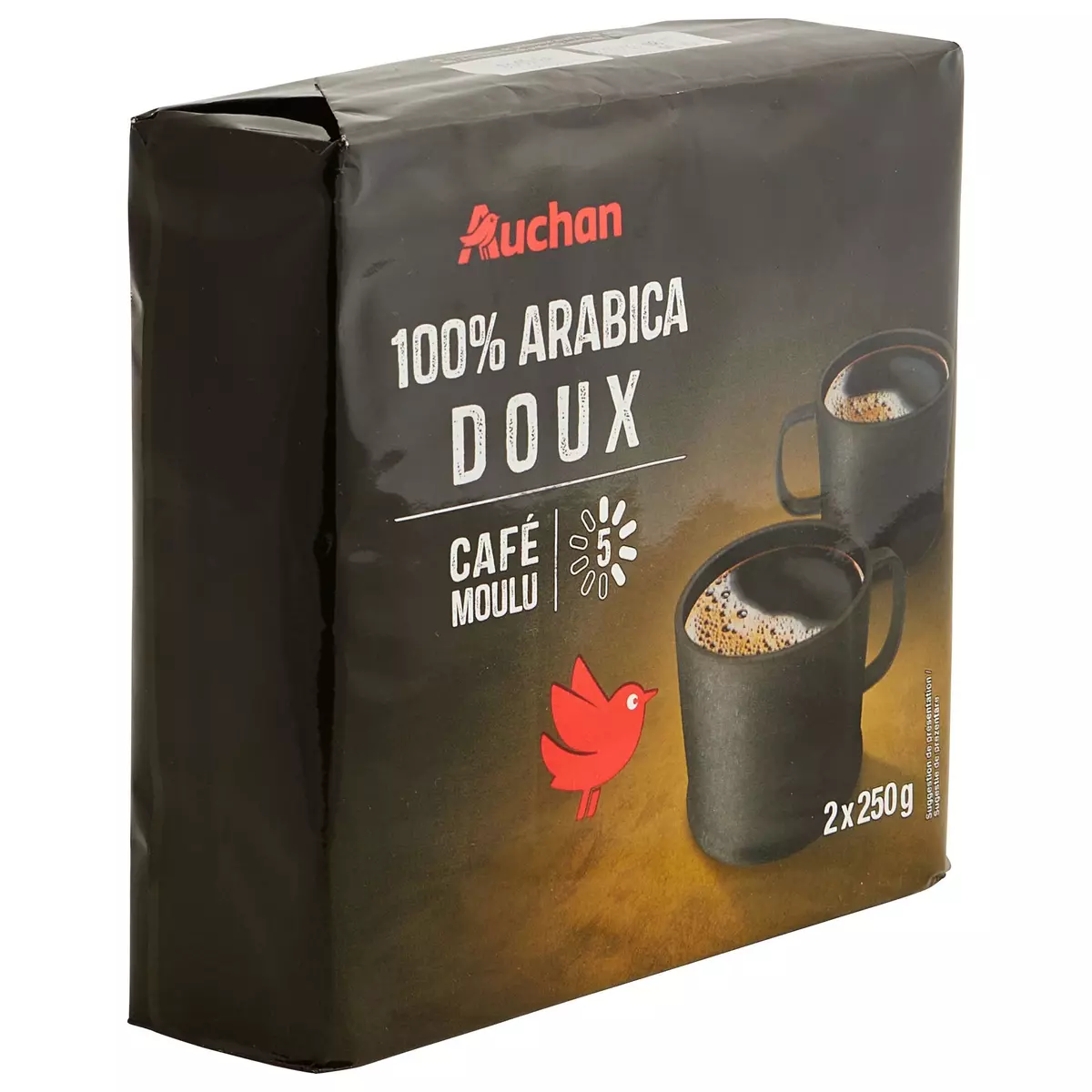 AUCHAN Café moulu dolce 100% arabica intensité 5 2 paquets de 250g 500g
