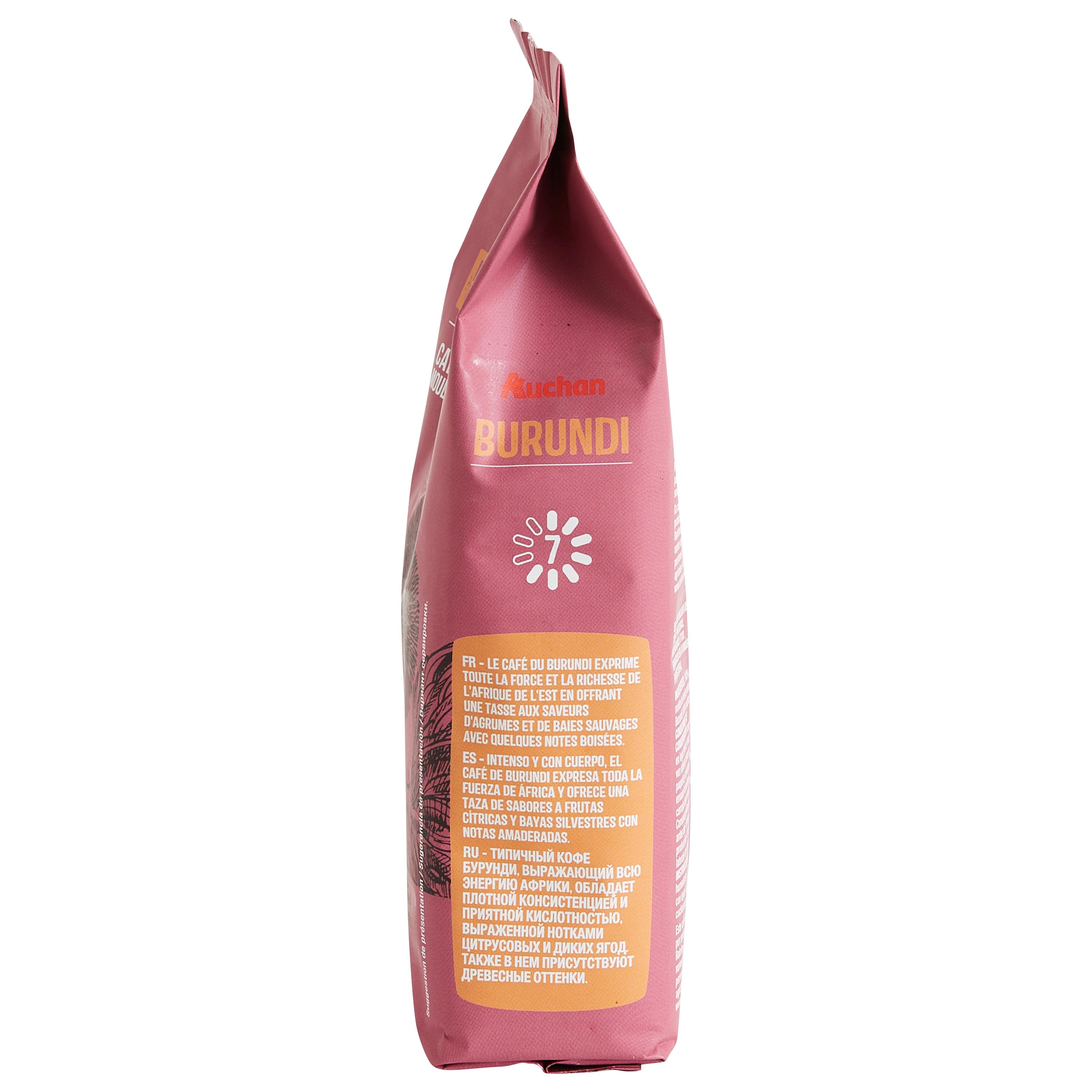 Voir la diapositive 2 : AUCHAN Café moulu sensation Burundi boisé et fruité arabica intensité 7 250g