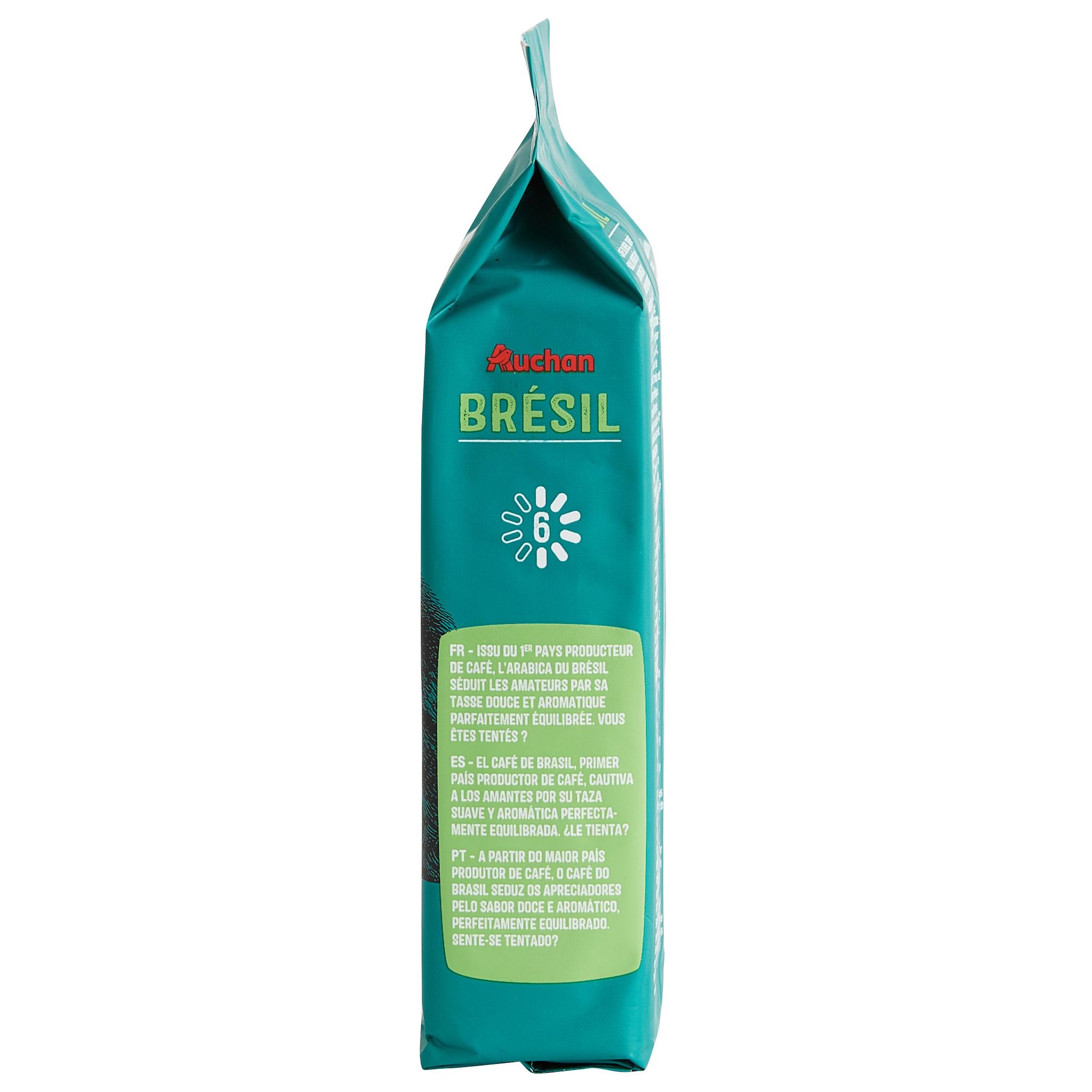 Voir la diapositive 4 : AUCHAN Café moulu sensation Brésil intensité 6 250g