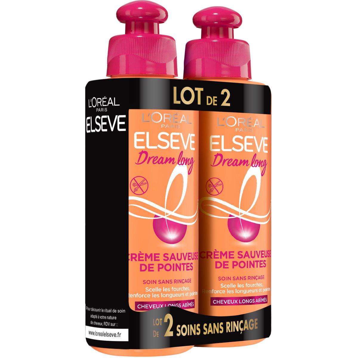 ELSEVE Dream Long Crème sauveuse de pointes sans rinçage cheveux longs 2 pièces 2x200ml