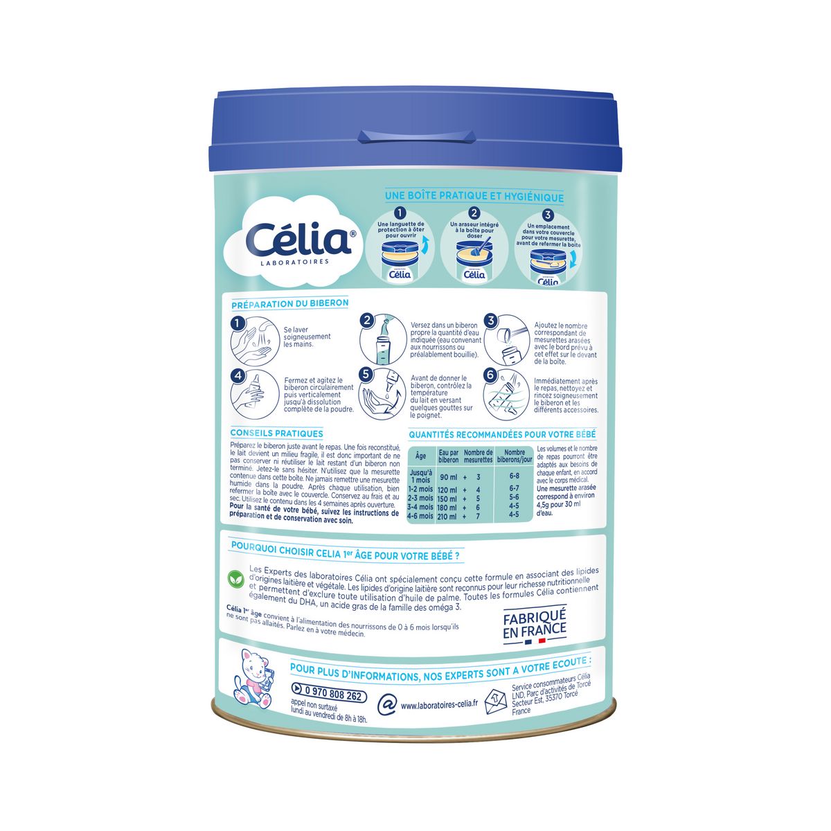 CELIA LABORATOIRE Lait 1er âge en poudre dès la naissance 800g