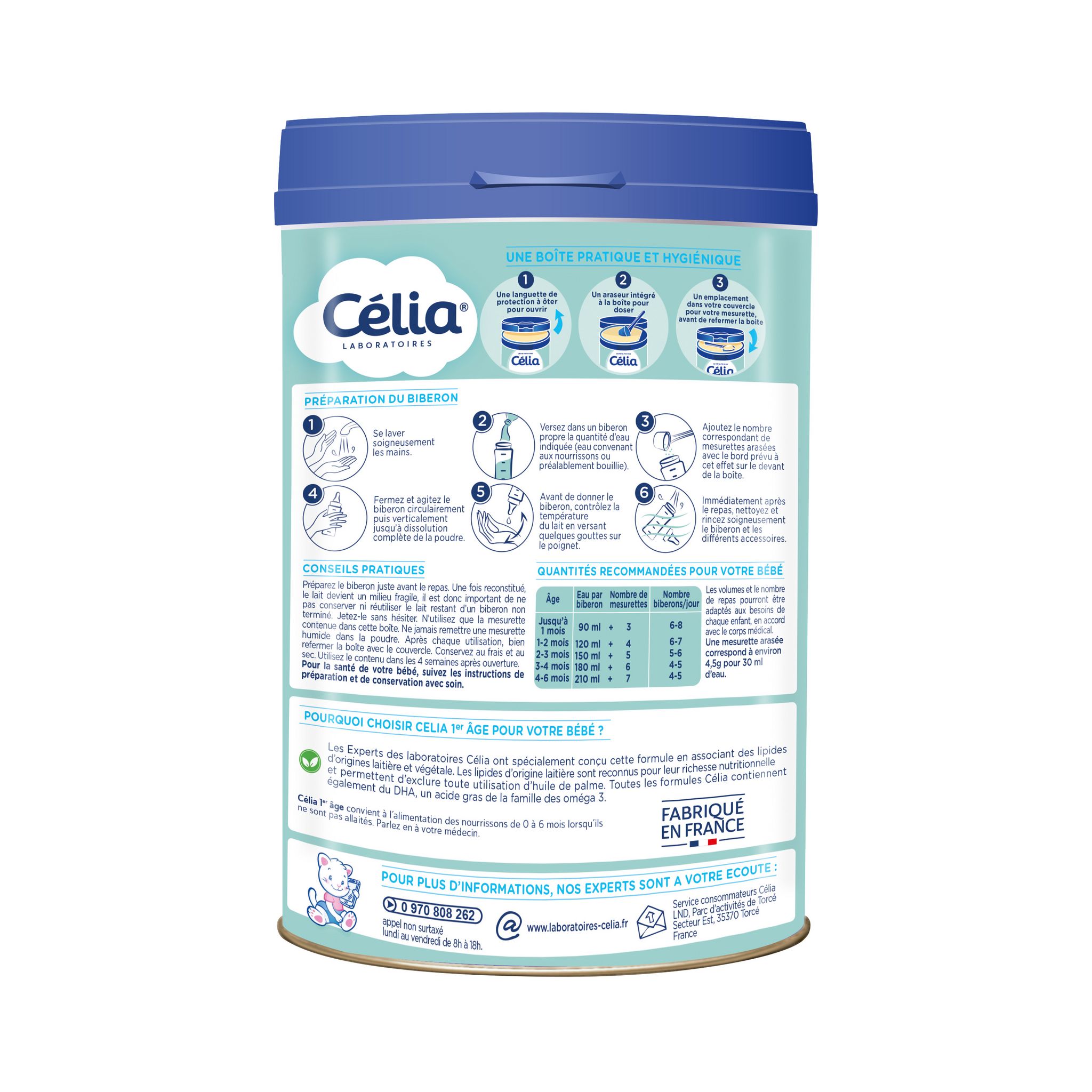 Voir la diapositive 2 : CELIA LABORATOIRE Lait 1er âge en poudre dès la naissance 800g