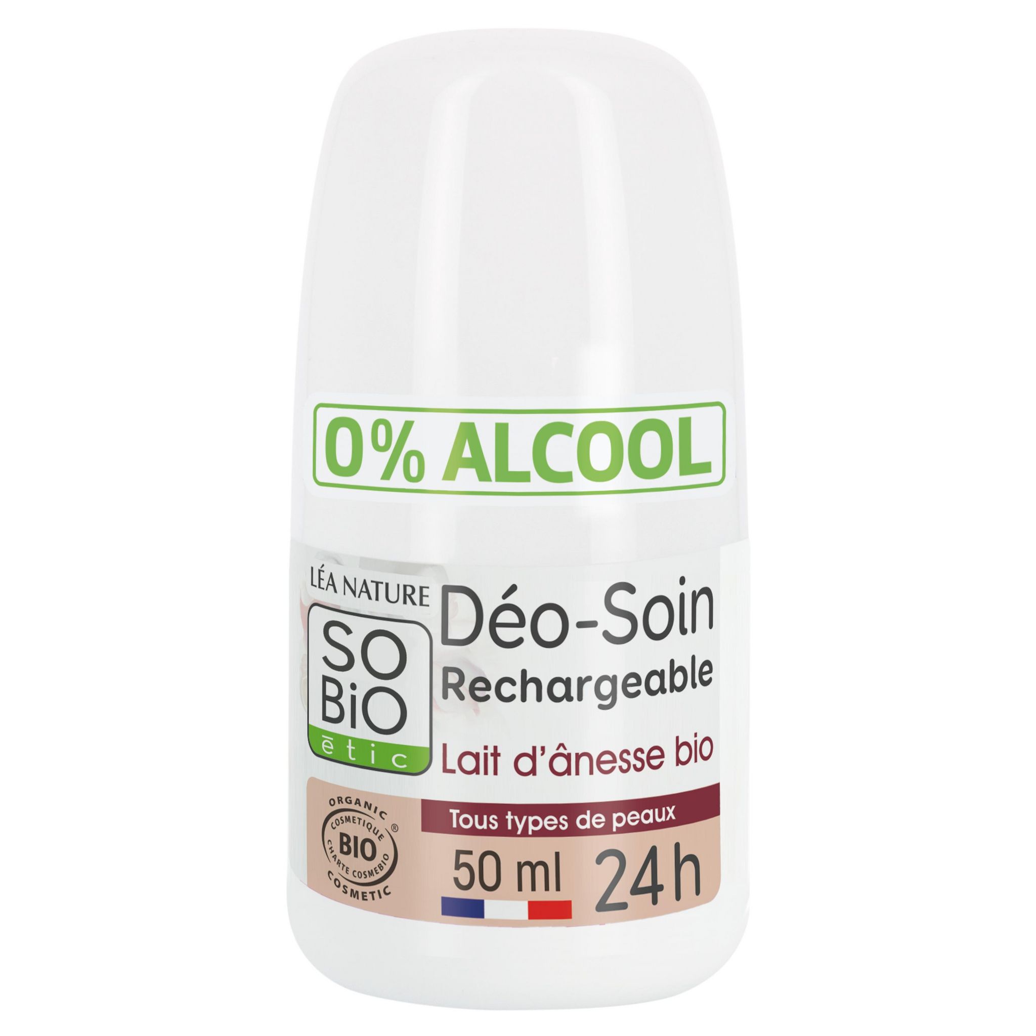 Voir la diapositive 2 : SO BIO ETIC Déodorant soin bille 24H au lait d'ânesse bio tous types de peaux 50ml