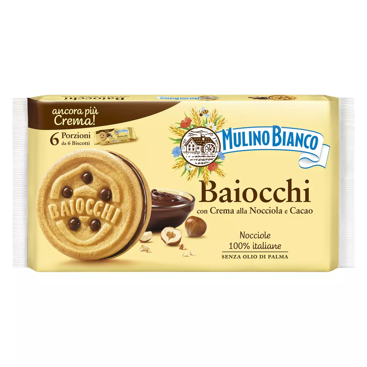 MULINO BIANCO Biscuits Baiocchi fourrés aux noisettes et cacao