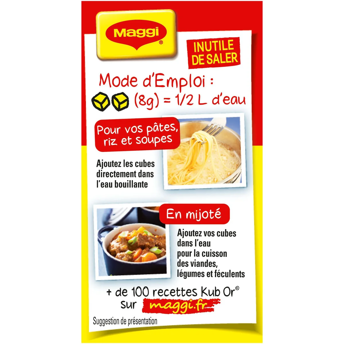 MAGGI Bouillon Kub or classique 100 végétal 32 cubes 128g pas cher
