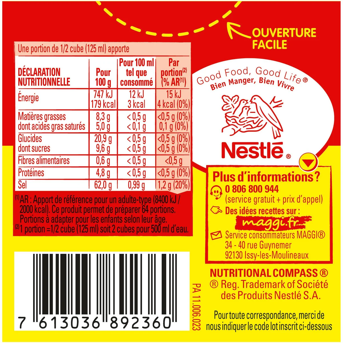 MAGGI Bouillon Kub or classique 100 végétal 32 cubes 128g pas cher