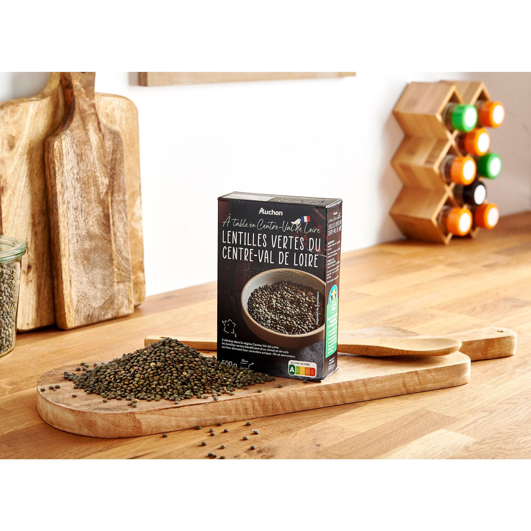 Voir la diapositive 2 : AUCHAN TERROIR CULTIVONS LE BON lentilles vertes du Centre-Val de Loire 500g