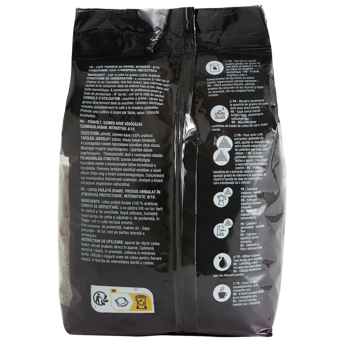 AUCHAN Café en grains espresso 100% arabica intensité 8 500g