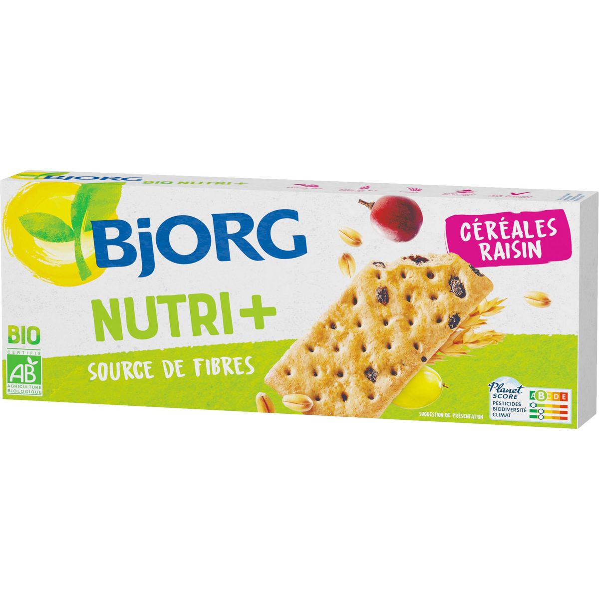 BJORG Biscuits bio aux céréales et raisins 218g
