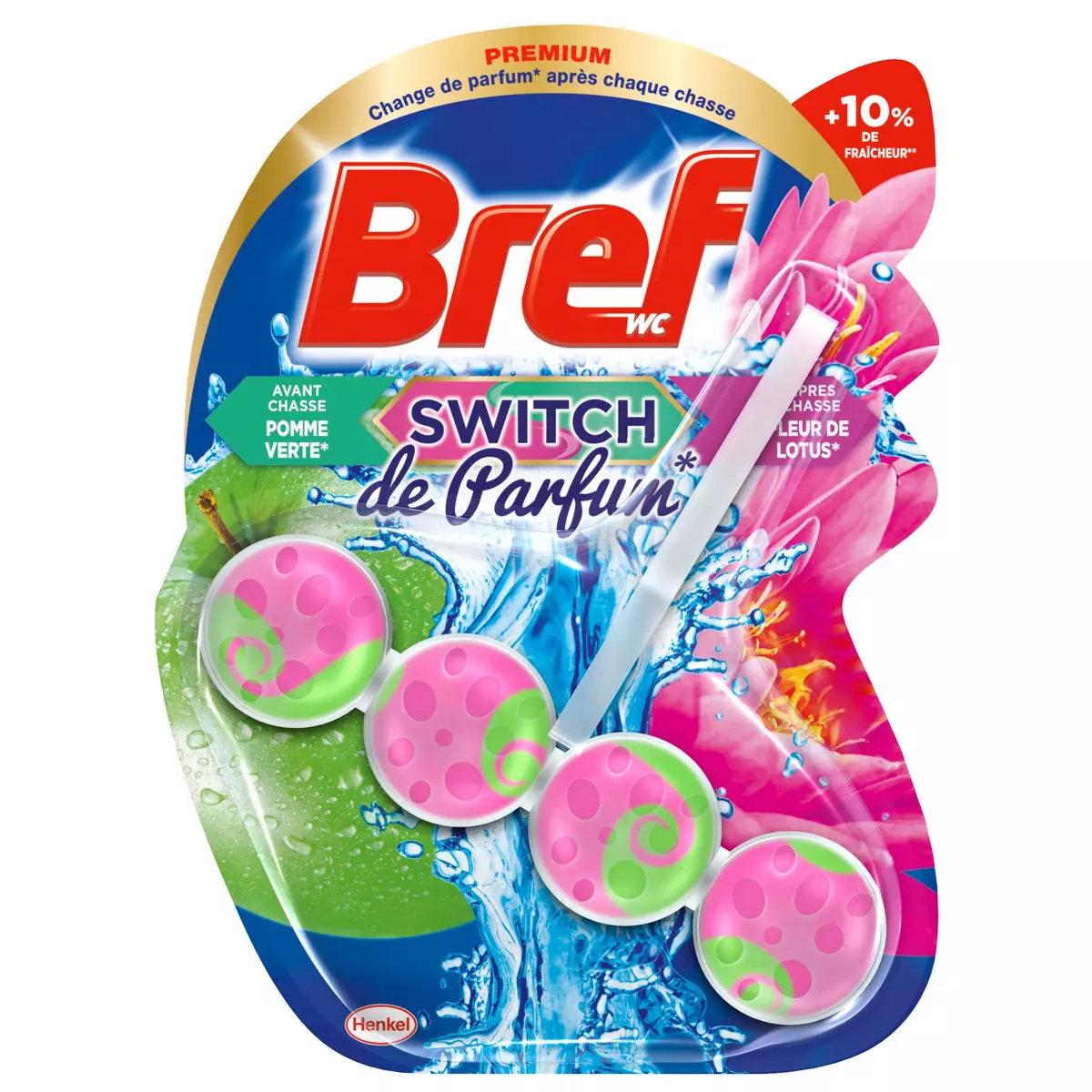 BREF WC Bloc switch de parfum pomme verte & fleur de lotus 1 bloc