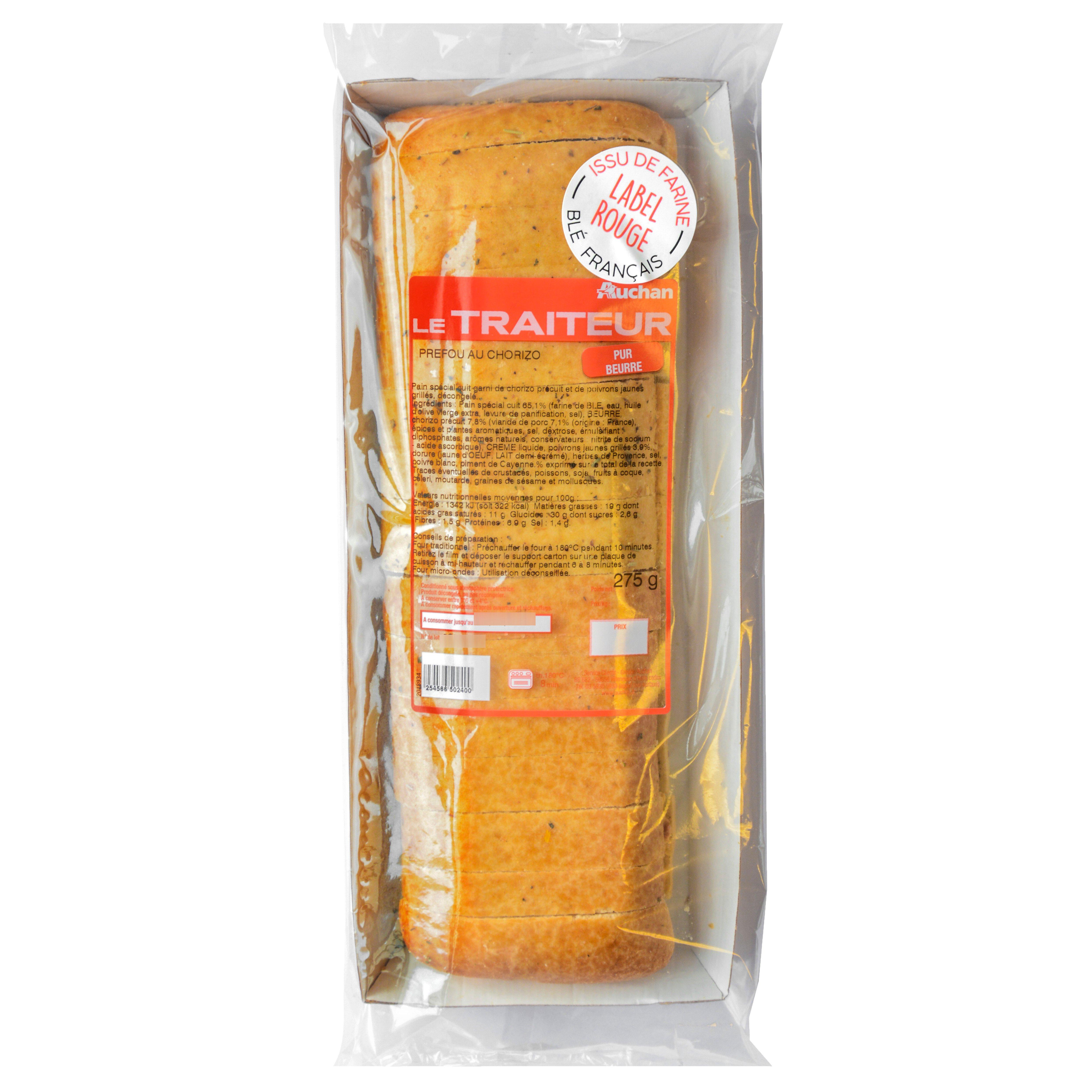 Voir la diapositive 2 : AUCHAN LE TRAITEUR Préfou au chorizo pur beurre 275g