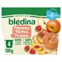 BLEDINA Petit pot dessert pommes pêches et fraises dès 6 mois 4x100g