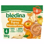 BLEDINA Petit pot dessert pommes poires et mandarines dès 8 mois 4x100g