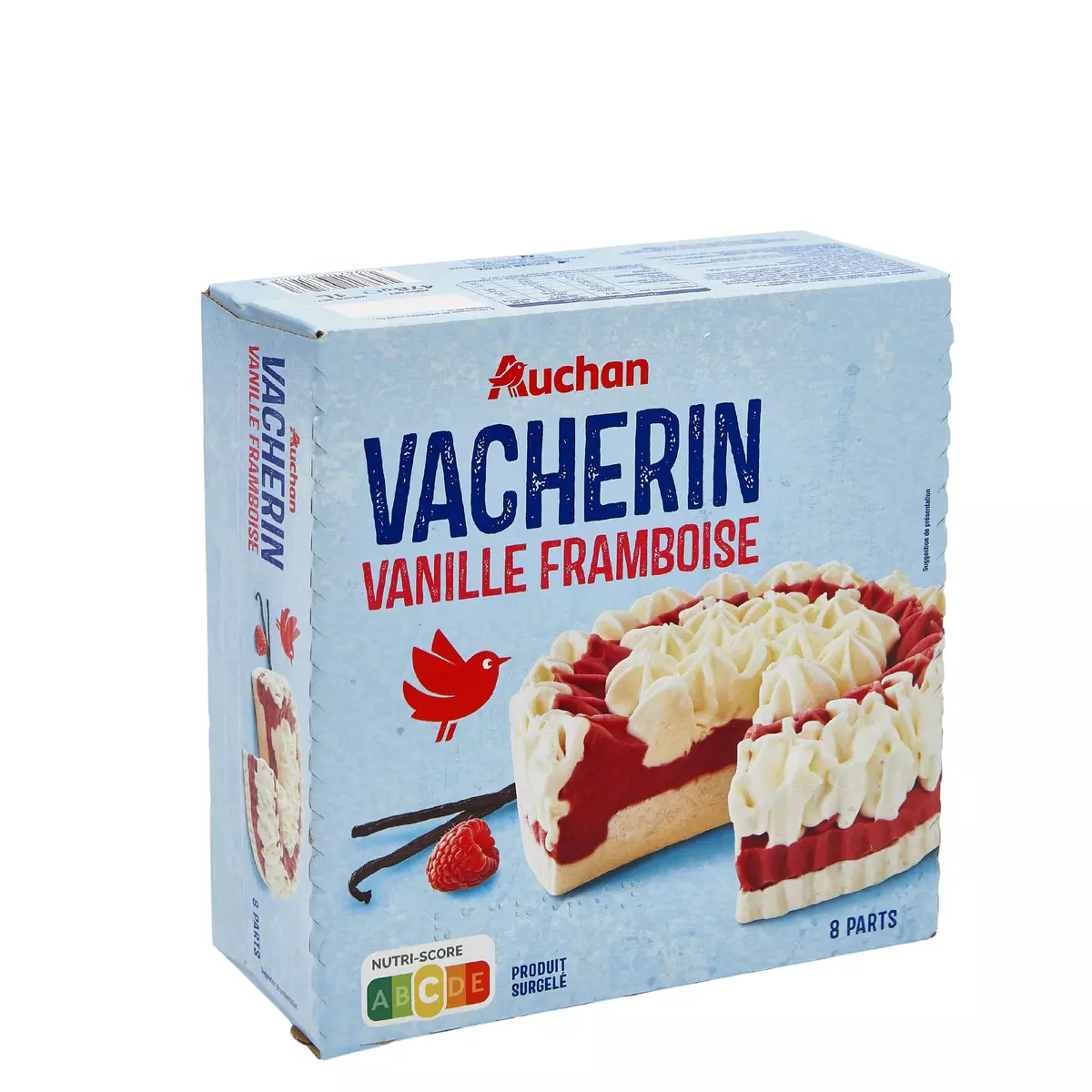 AUCHAN Vacherin vanille framboise 8 parts 478g
