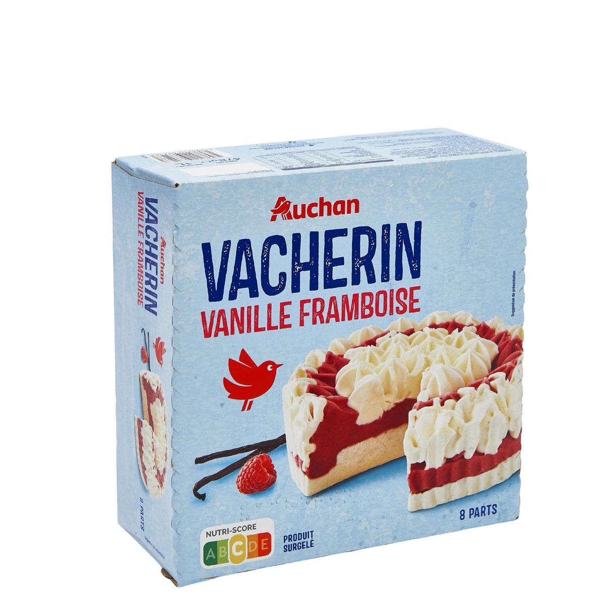 AUCHAN Vacherin vanille framboise 8 parts 478g