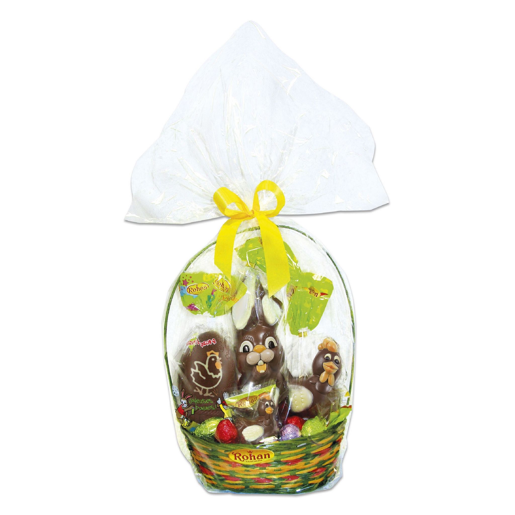 ROHAN Assortiment de chocolat oeufs moulage lapin et poules Maxi corbeille de pâques 1.04kg
