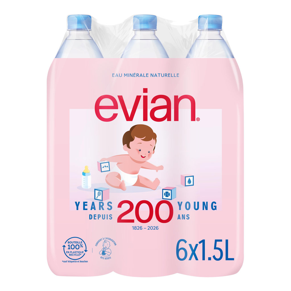EVIAN Eau minérale naturelle plate 6x1,5l