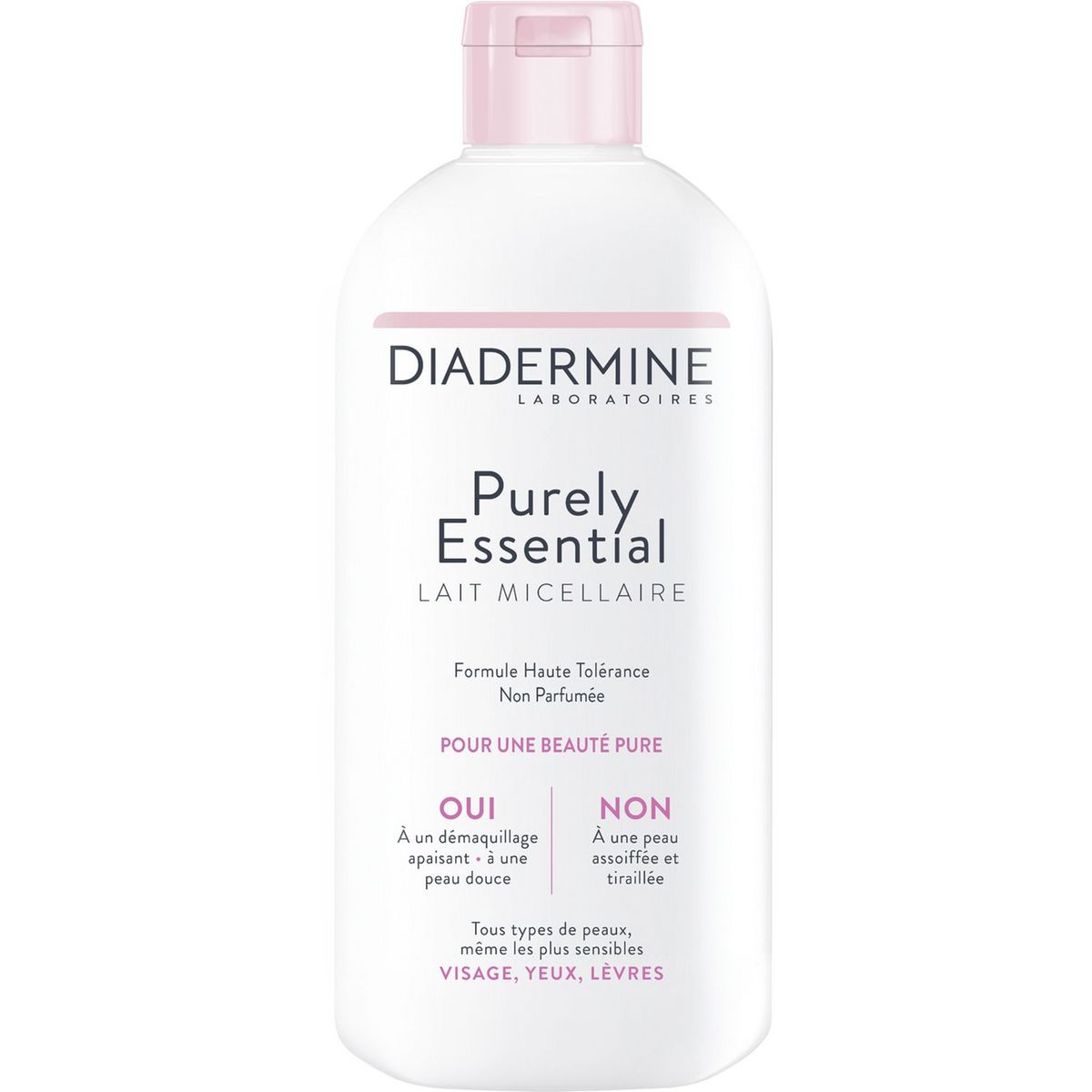 DIADERMINE Purely Essential lait micellaire visage yeux et lèvres même sensibles 400ml