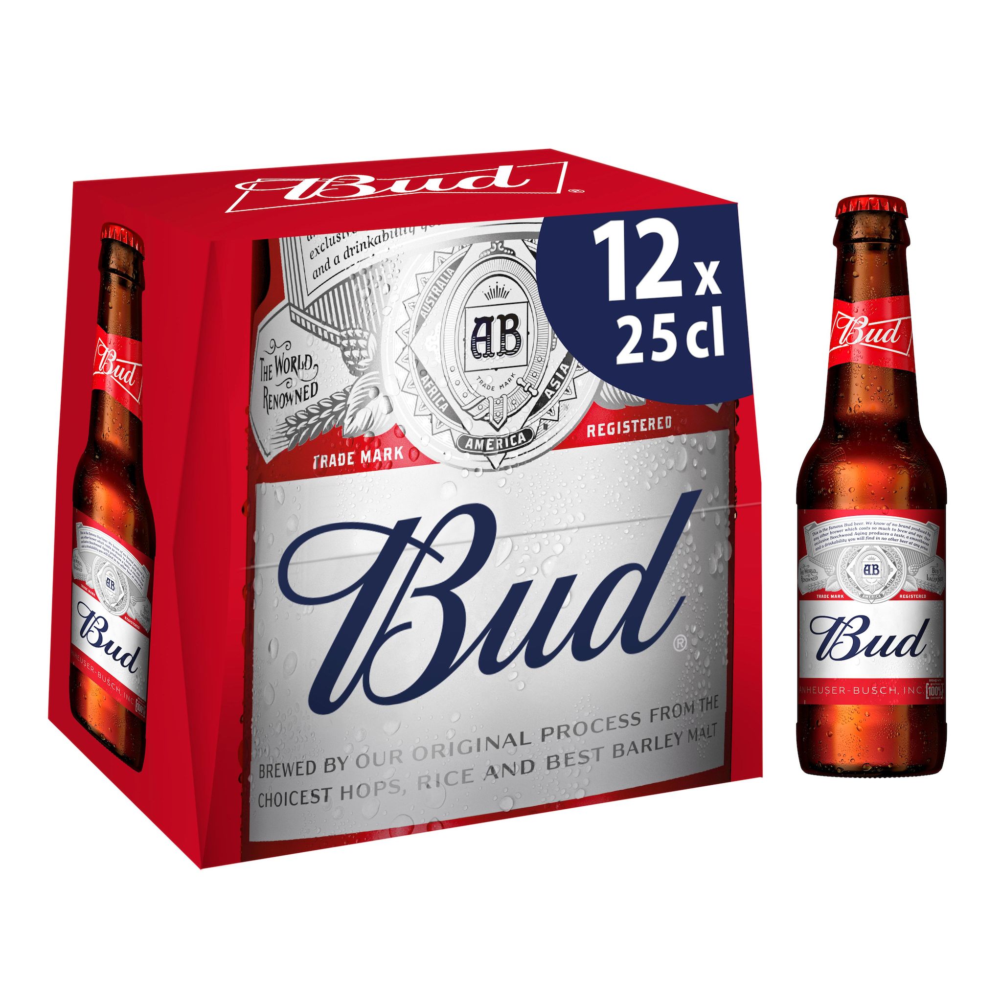 Voir la diapositive 2 : BUD Bière blonde légère américaine 5% pack bouteilles 12x25cl