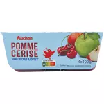 AUCHAN Coupelles pomme cerise sans sucres ajoutés 4x100g