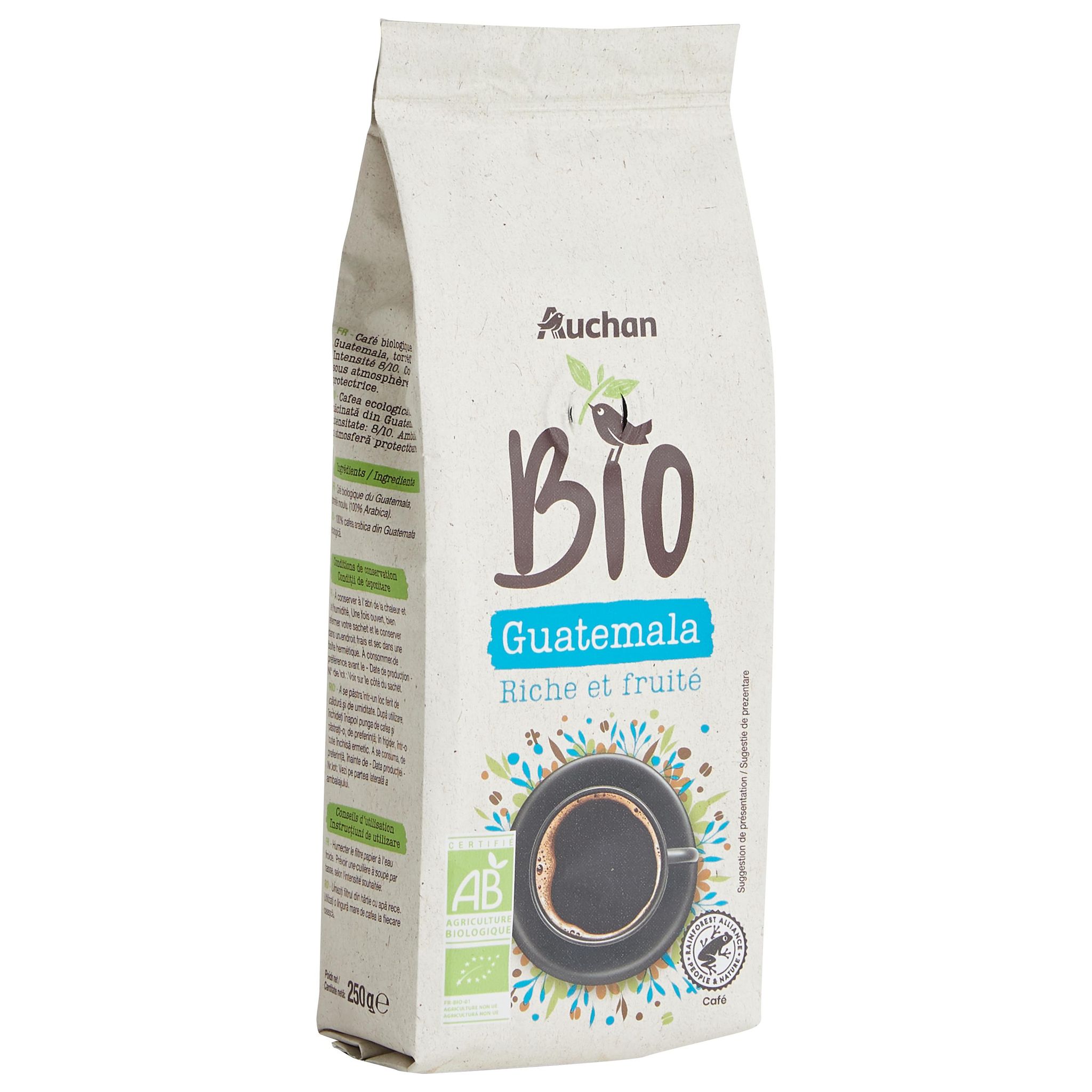 Voir la diapositive 3 : AUCHAN BIO Café moulu du Guatemala riche et fruité 250g