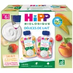 HiPP HIPP Gourdes dessert lactée aux fruits bio 2 variétés dès 6 mois