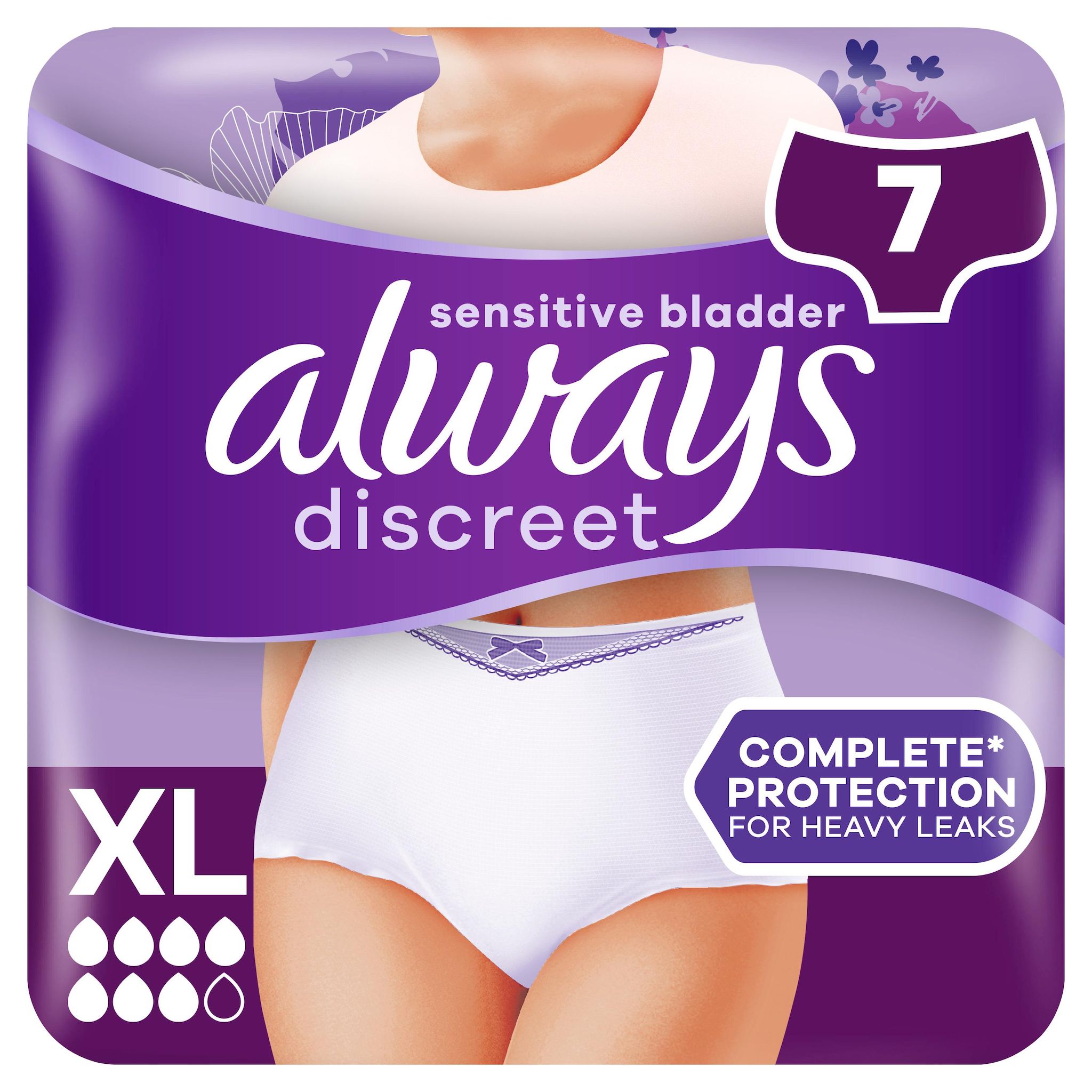 Voir la diapositive 2 : ALWAYS Discreet culottes incontinence taille XL 7 culottes