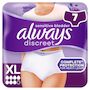 Voir la diapositive 2 : ALWAYS Discreet culottes incontinence taille XL 7 culottes