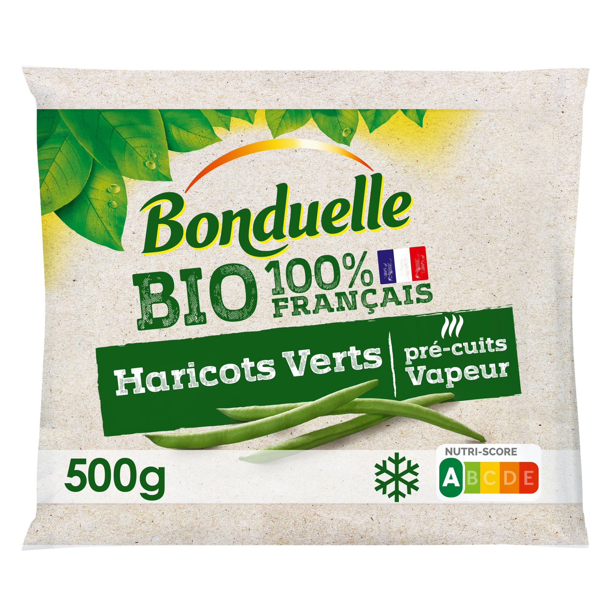 Voir la diapositive 2 : BONDUELLE Haricots verts bio pré cuit à la vapeur 3 portions 500g