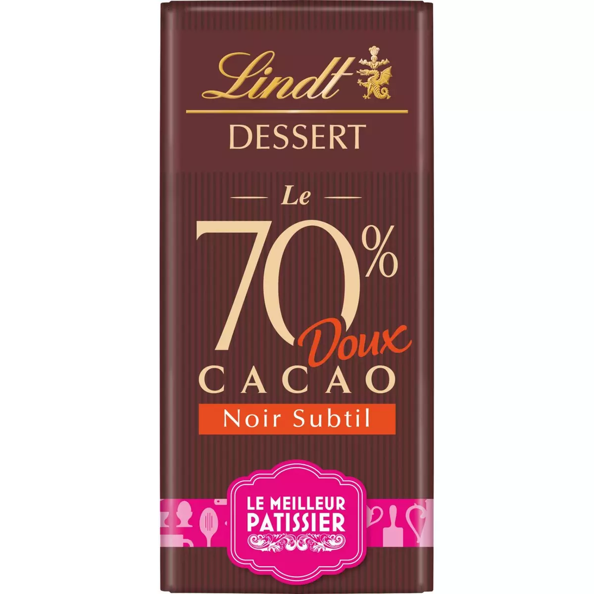 LINDT Tablette de chocolat noir à cuisiner doux 70% de cacao 1 pièce 180g